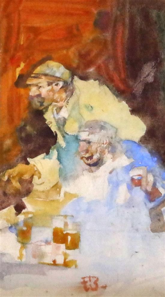 Sir Frank Brangwyn (1867-1956) Men at bar 13 x 7.5in.
